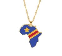 Generico For Africa Stainless Steel Map Gold Pendant Necklace,Fashionable and Versatile,for Men Women Brides and Grooms,Wedding Parties,Various Festivals (For Congo)