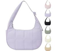 Generico for Bloomr Purse, Soft/Light/Fluffy, Hand/Crossbody - puffer crescent bag, Adjustable Shoulder Strap (Purple)