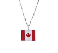 Generico For Canada Stainless Steel Map Pendant Necklaces Jewelry Gold Color Items For Women Man Party Gifts Ethnic StyleJewelry(For Canada(Silver))