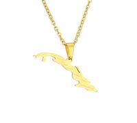 Generico For Cuba Stainless Steel Map Gold Pendant Necklace,Fashionable and Versatile,for Men Women Brides and Grooms,Wedding Parties,Various Festivals (model2)