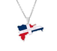 Generico For Dominican Stainless Steel Map Gold Pendant Necklace,Fashionable and Versatile,for Men Women Brides and Grooms,Wedding Parties,Various Festivals (model2)