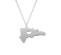 Generico For Dominican Stainless Steel Map Gold Pendant Necklace,Fashionable and Versatile,for Men Women Brides and Grooms,Wedding Parties,Various Festivals (model4)