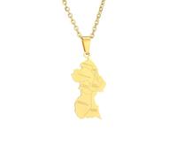 Generico For Guyana Stainless Steel Map Gold Pendant Necklace,Fashionable and Versatile,for Men Women Brides and Grooms,Wedding Parties,Various Festivals (model2)