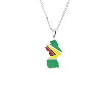 Generico For Guyana Stainless Steel Map Gold Pendant Necklace,Fashionable and Versatile,for Men Women Brides and Grooms,Wedding Parties,Various Festivals (model5)