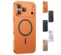 Generico For iPhone 17 Pro Max Metal Case, Magnetic Snap-On Aluminum Bumper Alloy Frame Case with Buckle, for 16/15/14 Series, [Compatible with Magsafe] (Orange,For iPhone17Air)
