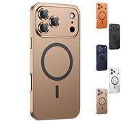 Generico For iPhone 17 Pro Max Metal Case, Magnetic Snap-On Aluminum Bumper Alloy Frame Case with Buckle, for 16/15/14 Series, [Compatible with Magsafe] (Gold,For iPhone17Air)