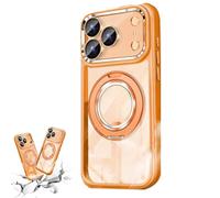 Generico for iPhone 17 Series 360 Magnetic Case with Rotating Stand, Military - Grade Shockproof Protective Case for iPhone 14/15/16/17 Series (Orange,FOR 16PROMAX)