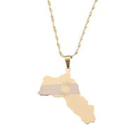 Generico For Kurdistan Stainless Steel Map Pendant Necklaces Jewelry Gold Color Items For Women Man Party Gifts Ethnic Style Jewelry (Model 3)