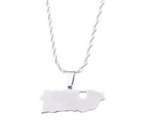 Generico For Puerto Rico Stainless Steel Map Gold Pendant Necklace,Fashionable and Versatile,for Men Women Brides and Grooms,Wedding Parties,Various Festivals (model13)