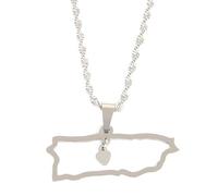 Generico For Puerto Rico Stainless Steel Map Gold Pendant Necklace,Fashionable and Versatile,for Men Women Brides and Grooms,Wedding Parties,Various Festivals (model7)