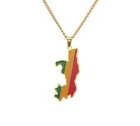 Generico For Republic of the Congo Map Stainless Steel Pendant Necklaces Jewelry Bridal Women Man Gifts Party Earrings Sets Jewelry(Gold for Republic of the Congo Map)