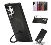 Generico for Samsung Luxurious Leather Magnetic Case with Invisible Stand,Anti Drop Shockproof Metal Magnetic Stand for Samsung Series Phone Cover,for Samsung S22 S23 S24 S25 Plus Ultra