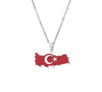 Generico For Turkey Stainless Steel Map Gold Pendant Necklace,Fashionable and Versatile,for Men Women Brides and Grooms,Wedding Parties,Various Festivals (model5)
