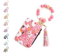 Generico For Women Boho Beaded Wallet With Flower Pattern Features A Tassel Keychain And PU Leather Card Slots For Various Cards Such As Credit Cards (Dark Pink,1)