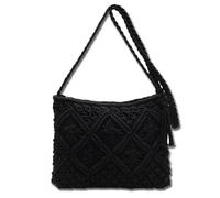 Generico Forcipower Stylish Summer Woven Bag,Minimalist Tassel Women's Clutch - Retro Cotton Rope Woven Bag (Black)