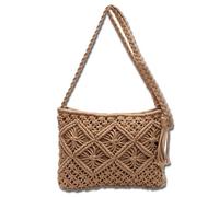 Generico Forcipower Stylish Summer Woven Bag,Minimalist Tassel Women's Clutch - Retro Cotton Rope Woven Bag (Brown)