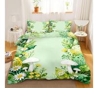 Generico Foresta Set Copripiumino, Funghi Microfibra Copripiumini 220x230cm 2 Federe, Margherite acquerellate set da letto, Stile pastorale Morbido ed Ipoallergenico set copripiumino