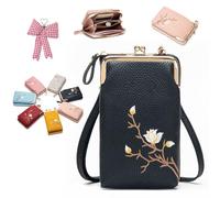 Generico Forever Savour Women Sling Cross-Body Wallet with Mobile Cell Phone Holder, PU Leather Purse Cross body, Adjustable Strap (Black)