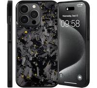 Generico Forged Carbon Fiber Phone Case for iPhone 17 Pro Max, All-Inclusive Magnetic Wireless Charging, Color Clash Design,Aramid Fiber for 11/12/13/14/15/16 Pro Max (For 14 Plus,Gold)