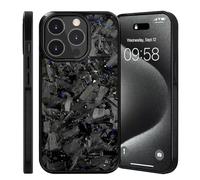 Generico Forged Carbon Fiber Phone Case for iPhone 17 Pro Max, All-Inclusive Magnetic Wireless Charging, Color Clash Design,Aramid Fiber for 11/12/13/14/15/16 Pro Max (For 12,Blue+Gold)