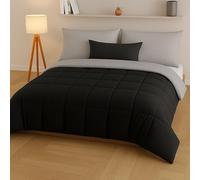 Generico FORTE - Piumone Letto Singolo Double Face, Trapunta Singola Pesante 300gr/m² Realizzata in Microfibra Morbida e Accogliente, Trapunta Invernale (Nero/Grigio)