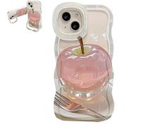 Generico Forubom Fruit Pattern Transparent Phone Case for iPhone, Soft Silicone Anti-Fall All-Inclusive Mobile Case with Lanyard Double Stand for iPhone 16/15/14 Pro Max (White,15promax)