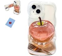 Generico Forubom Fruit Pattern Transparent Phone Case for iPhone, Soft TPU Shockproof Water Ripple Pattern Curly Wavy Frame Case for iPhone16/15/14/13/12/11/X Pro Max (White,13 ProMax)