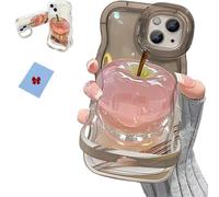 Generico Forubom Fruit Pattern Transparent Phone Case for iPhone, Soft TPU Shockproof Water Ripple Pattern Curly Wavy Frame Case for iPhone16/15/14/13/12/11/X Pro Max (Gray,14 Plus)