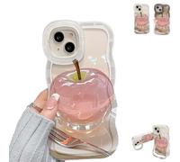 Generico Forubom Fruit Pattern Transparent Phone Case, Soft Silicone Anti-Fall All-Inclusive Mobile Case with Lanyard & Double Stand, for iPhone 12/13/15/16/14 Pro Max (for 13PM,White)