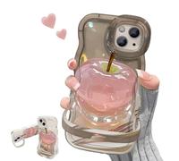 Generico Forubom Fruit Pattern Transparent Phone Case, Soft Silicone Anti-Fall All-Inclusive Mobile Case with Lanyard & Double Stand for iPhone 16/15/14/13ProMax (14 Plus,Gray)