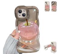 Generico Forubom Fruit Pattern Transparent Phone Case, Soft Silicone Anti-Fall All-Inclusive Mobile Case with Lanyard & Double Stand, for iPhone 12/13/15/16/14 Pro Max (for 13PM,Grey)