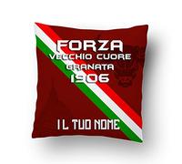 Generico Forza Vecchio Cuore Granata Cuscino Personalizzato con Nome Idea Regalo Squadra del Cuore Tifosi Toro Torino Calcio Papà Nonno Natale Compleanno Decorazioni Casa Divano Letto Retro Colorato
