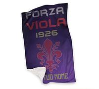 Generico Forza Viola Asciugamano Telo Mare Personalizzabile Con Nome Idea Regalo Compleanno Estate Piscina Vacanze Mare Papà Tifosi Fiorentini Giglio Squadra del Cuore Calcio Italia Pallone 100x150cm