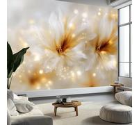 Generico Fotomurale 3D Carta Da Parati Arte Digitale Fiori Piume 450 x 315 cm, Carta Da Parati Camera Letto Moderna Fotomurali Bianco Murales Poster Gigante Moda Decorazione Da Muro