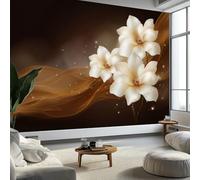 Generico Fotomurale 3D Carta Da Parati Arte Digitale Magnolie Diamanti 500 x 280 cm, Carta Da Parati Camera Letto Moderna Fotomurali Nero Murales Poster Gigante Moda Decorazione Da Muro