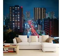 Generico Fotomurale 3D Carta Da Parati Scena notturna della città 350x256 cm Murales Panoramica 3D, Carta Da Parati Fotomurale Arte Moderna per Soggiorno, Camera Letto