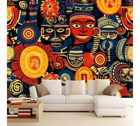 Generico Fotomurale 3D Carta Da Parati Volto tribale africano 400x280 cm Murales Panoramica 3D, Carta Da Parati Fotomurale Arte Moderna per Soggiorno, Camera Letto