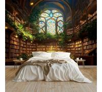 Generico Fotomurale Fotomurali 250 x 175 cm Affascinante retrò Fiaba Biblioteca Carta da parati Decorazione da Muro Poster Marrone per Camere da Letto, dei Bambini Carta da Parati