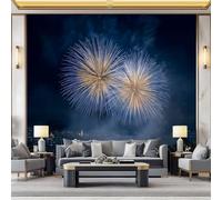 Generico Fotomurale Fotomurali 300 x 210 cm Paesaggio notturno fuochi d'artificio sulla città Carta da parati Decorazione da Muro Poster Marrone per Camere da Letto, dei Bambini Carta da Parati