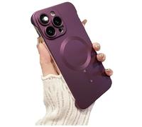 Generico Frameless Matte Ultra Thin Magnetic Phone Case, Metallic Paint Borderless minimalist design, for iPhone Case 16/15/14/13/12 Pro Max (Wine Red,iPhone 13)