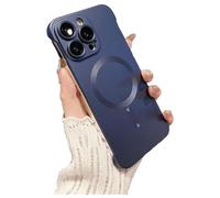 Generico Frameless Matte Ultra Thin Magnetic Phone Case, Metallic Paint Borderless minimalist design, for iPhone Case 16/15/14/13/12 Pro Max (Dark Blue,iPhone 15 Pro)
