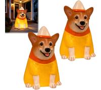 Generico Freestanding Lighted Dog Blow Mold Halloween Decoration, Candy Corn Corgi LED Figure with Warm Glow, Glowing Cute Porch Decor for Indoors,Covered Outdoor,Yard,Patio,Garden & Display