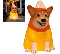 Generico Freestanding Lighted Dog Blow Mold Halloween Decoration, Candy Corn Corgi LED Figure with Warm Glow, Glowing Cute Porch Decor for Indoors,Covered Outdoor,Yard,Patio,Garden & Display