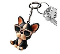 Generico French Bulldog Keychain - 3d Acrylic Dog Key Ring for Boys and Girls with Funny Pendant | Acrylic and Metal Construction for Bag Mobile or Backpack Decoration
