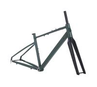 Generico Freno a disco con forcella for albero cilindrico for bici da ghiaia 43 cm/47 cm/52 cm telaio strada anteriore(Dark Green-With logo,43cm(155-162cm))