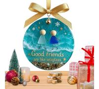 Generico Friend Ornaments For Women - Sea Glass Pendant - Handmade Keepsake Christmas Tree Ornaments,for Sister Partners College BookDecorate Your Christma Club Travel Work Office Door Window Entryway