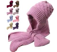Generico Friendlyk Winter Versatile Knitted Hooded Scarf for Women, Warm and Soft Hat & Scarf Combo, Warm And Super Soft. (B)