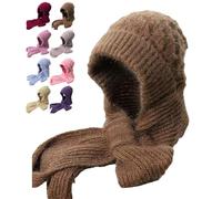 Generico Friendlyk Winter Versatile Knitted Hooded Scarf for Women, Warm and Soft Hat & Scarf Combo, Warm And Super Soft. (E)