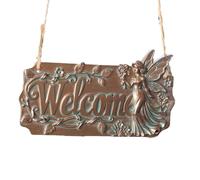 Generico Front Door Welcome Sign - 6 Inches Hangable Resin Fairy Rustic Ornament,Garden Decor | for Entryway Party Patio Yard Garden Outdoor Home