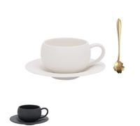 Generico Frosted Stone Texture Ceramic Mug with Saucer,9.5oz Porcelain Coffee Cup for Espresso,Latte,Tea,Home Office Daily Use,Dishwasher Safe (white)